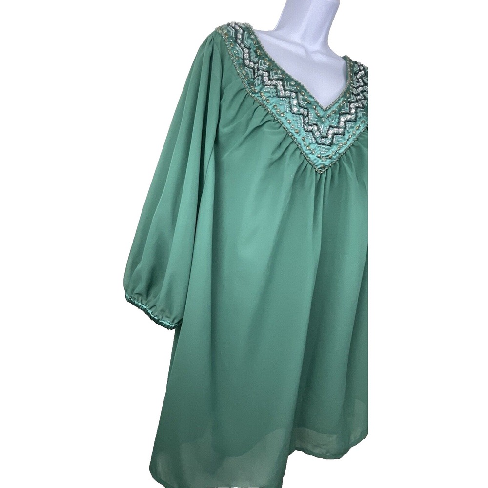 Womens Beaded Sheer Sequin Top Plus Fairy Formal Cocktail Satin Trim Feminine - Picture 3 of 6